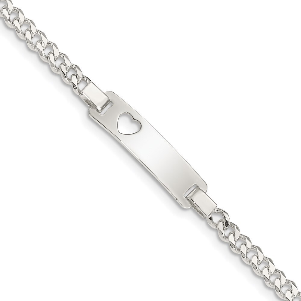 Kazi Luxury Sterling Silver Baby ID with Cut-out Heart Bracelet